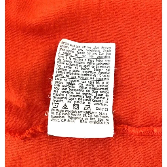 Champion Authentic Men's T-Shirt 2XL Orange Short Sleeve 2‎ Embroidered Logos - Picture 9 of 9